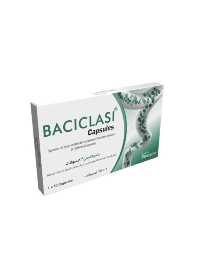 Baciclasi Probiotic Oral Capsules Digestive & Gut Health Support 2 Billion Spores 10 Capsules